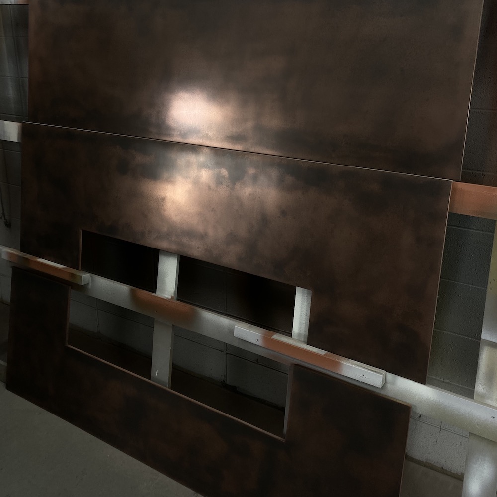 Fireplace surround in copper before install