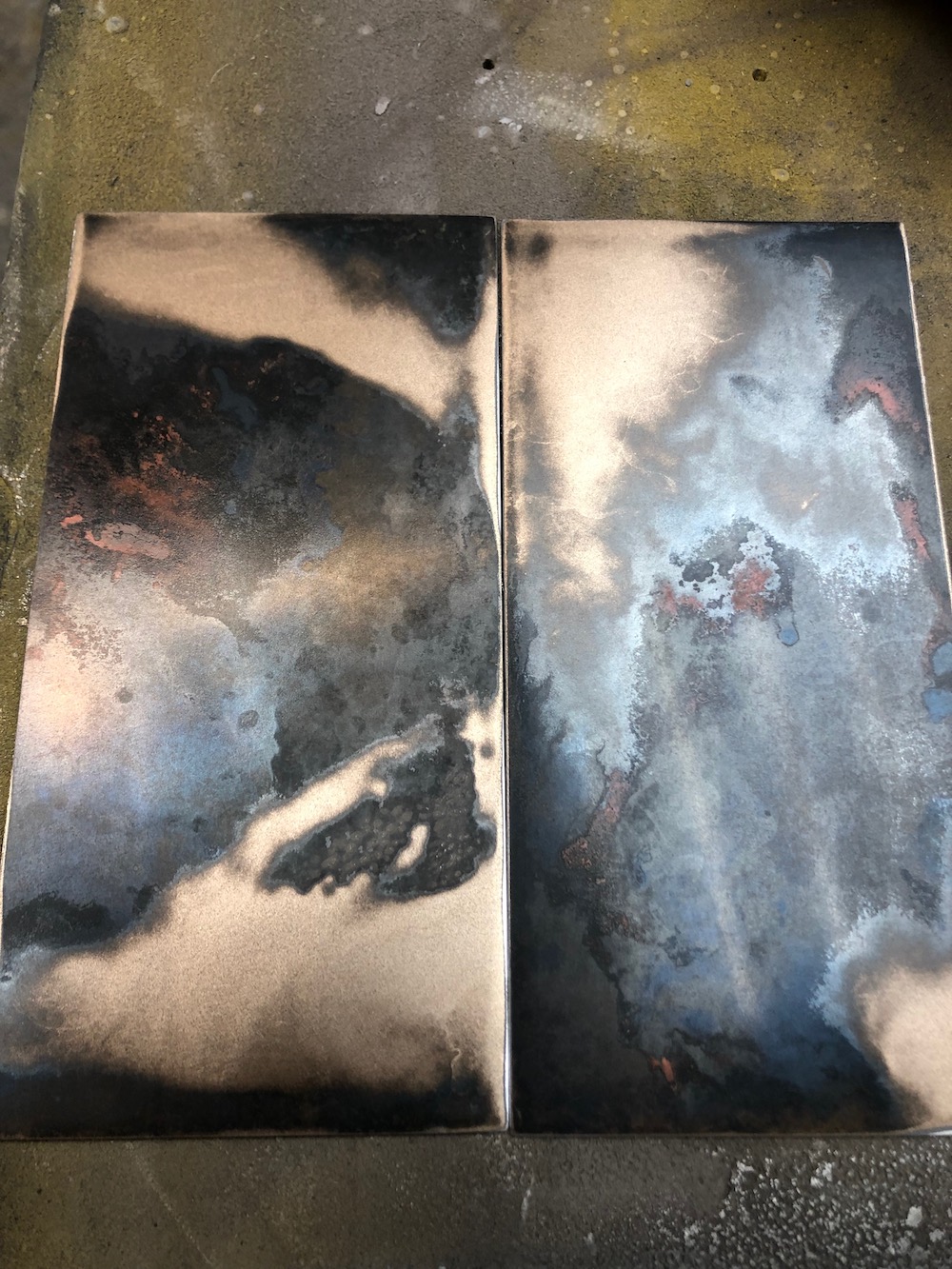 Black and blue bronze samples